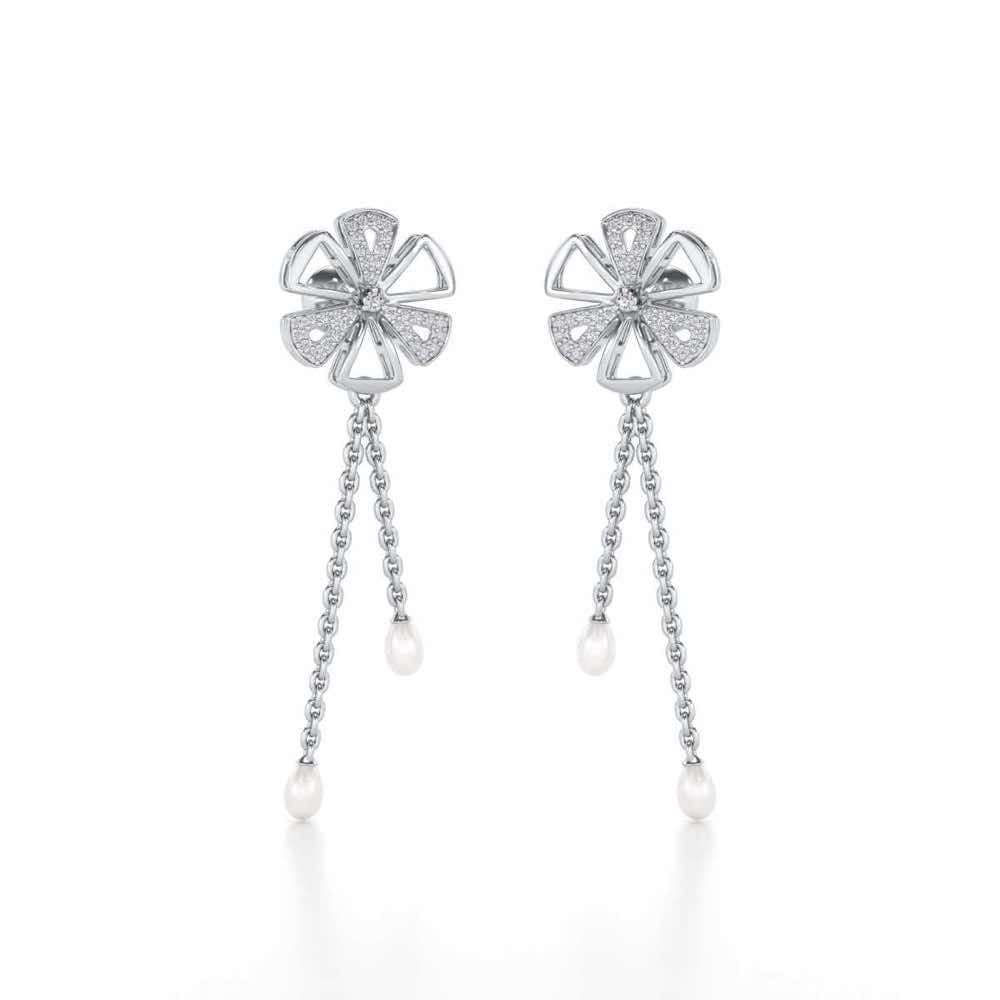 Wheely Silver Dangler Earrings - White Gold - Image 2
