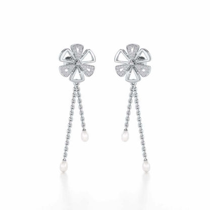 Wheely Silver Dangler Earrings - White Gold - Image 2