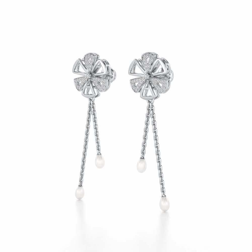 Wheely Silver Dangler Earrings - White Gold - Image 3