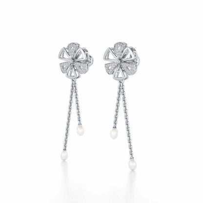 Wheely Silver Dangler Earrings - White Gold - Image 3