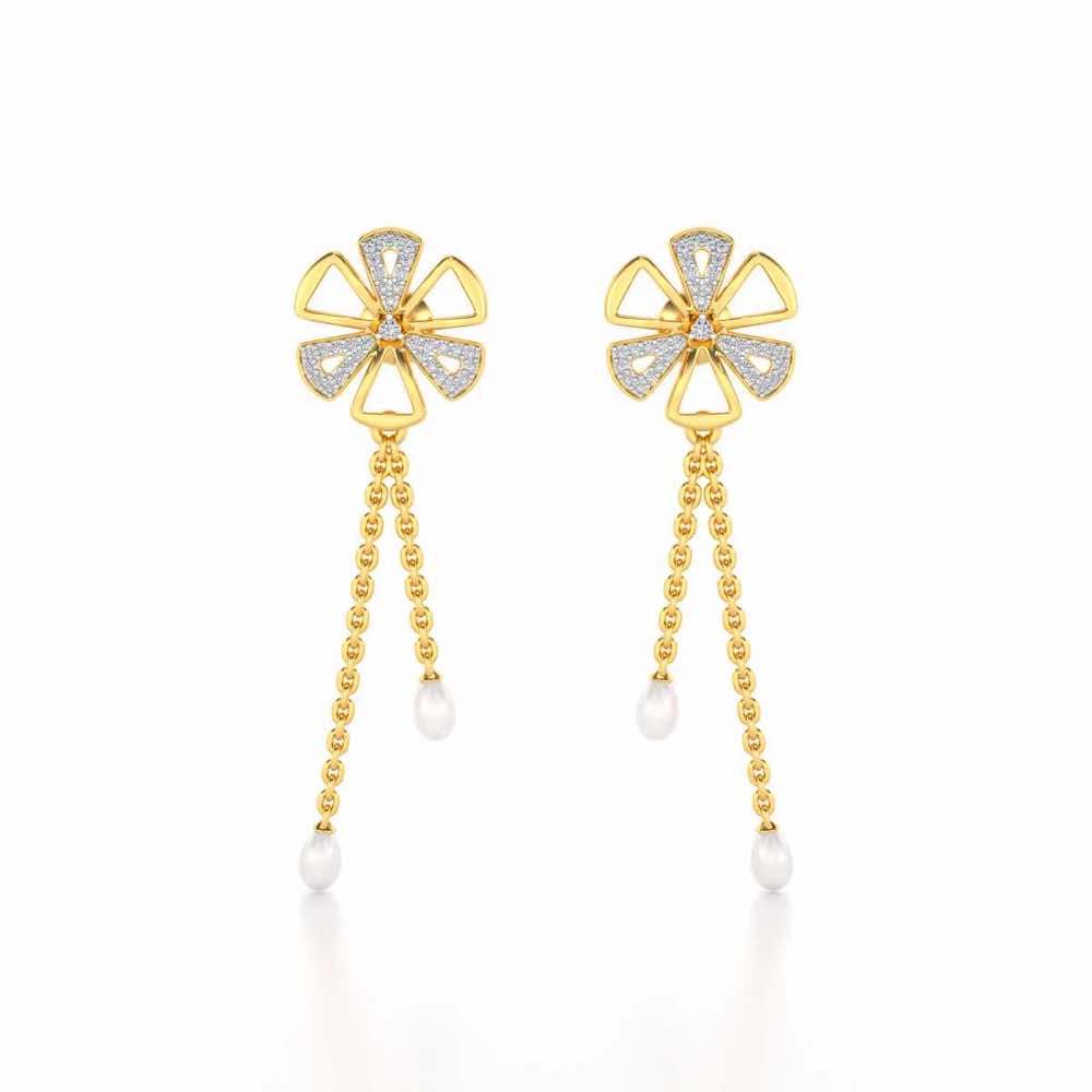 Wheely Silver Dangler Earrings - Yellow Gold - Image 1