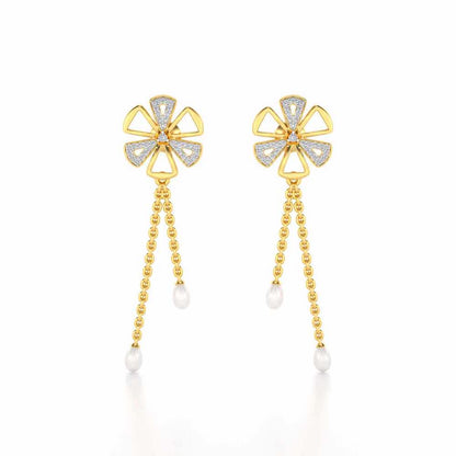 Wheely Silver Dangler Earrings - Yellow Gold - Image 1
