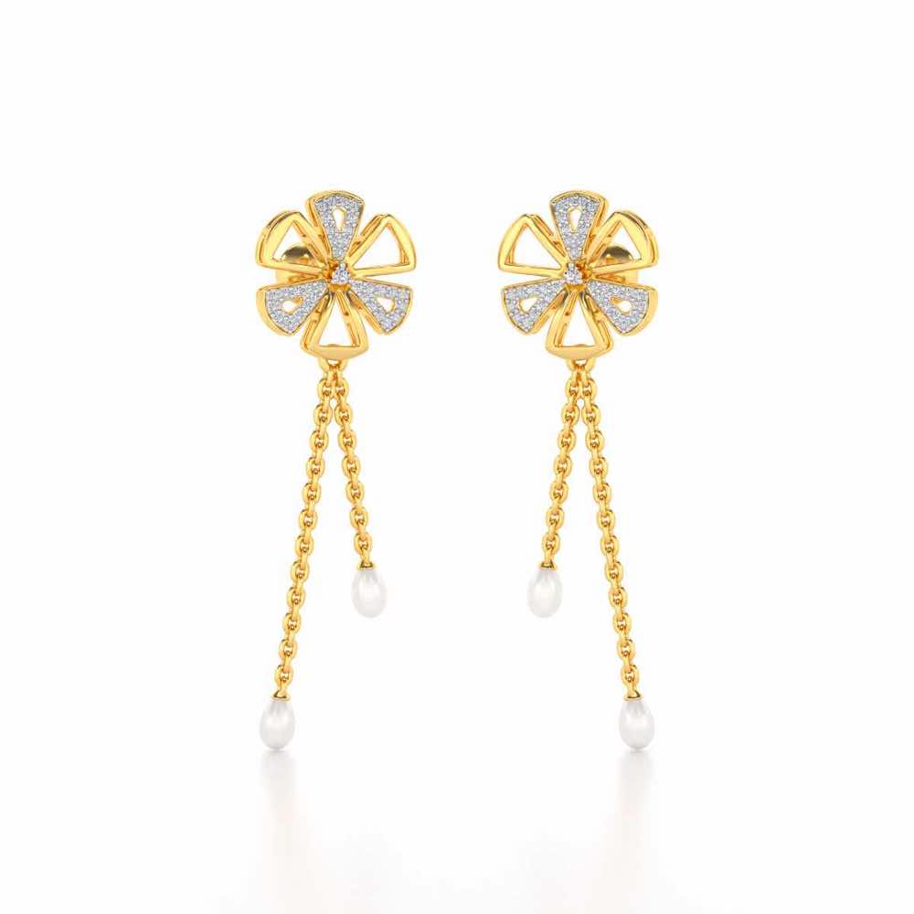Wheely Silver Dangler Earrings - Yellow Gold - Image 2