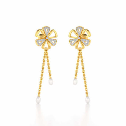 Wheely Silver Dangler Earrings - Yellow Gold - Image 2