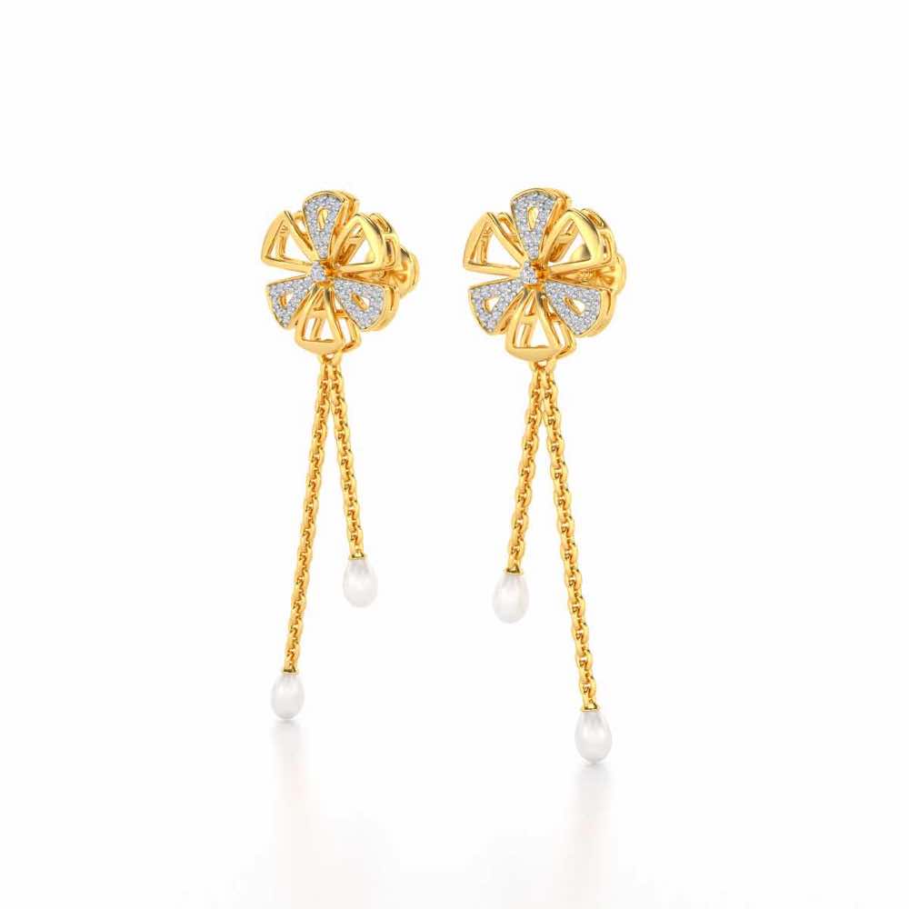 Wheely Silver Dangler Earrings - Yellow Gold - Image 3