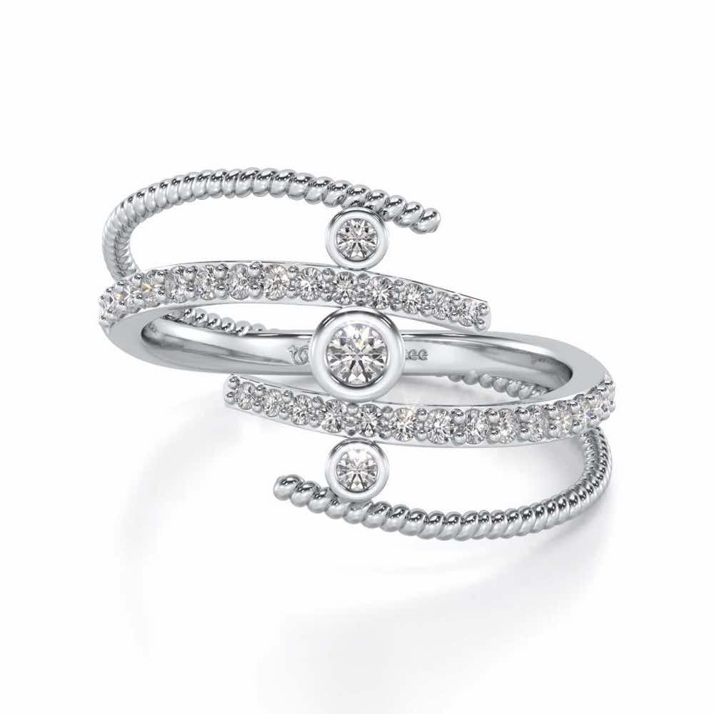 Whirling Silver Ring - White Gold - Image 4