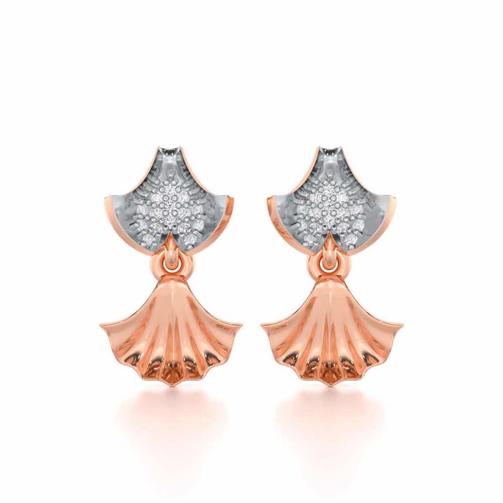 Whispering Leaves Silver Earrings - Rose Gold - Image 1