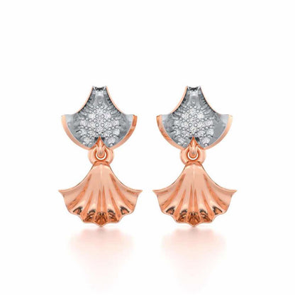 Whispering Leaves Silver Earrings - Rose Gold - Image 1