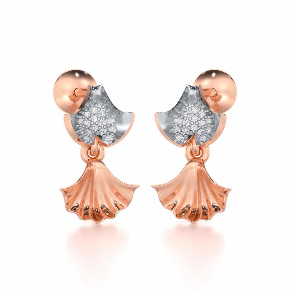 Whispering Leaves Silver Earrings - Rose Gold - Image 2