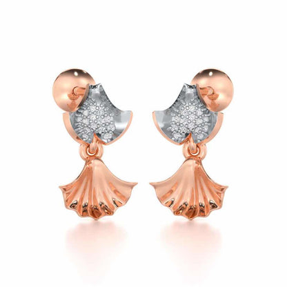 Whispering Leaves Silver Earrings - Rose Gold - Image 2