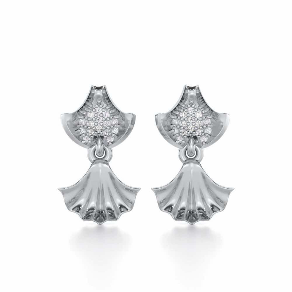 Whispering Leaves Silver Earrings - White Gold - Image 1