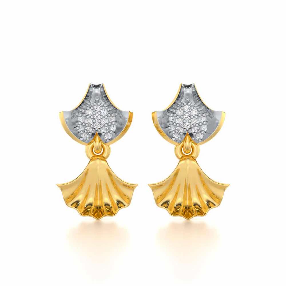 Whispering Leaves Silver Earrings - Yellow Gold - Image 1
