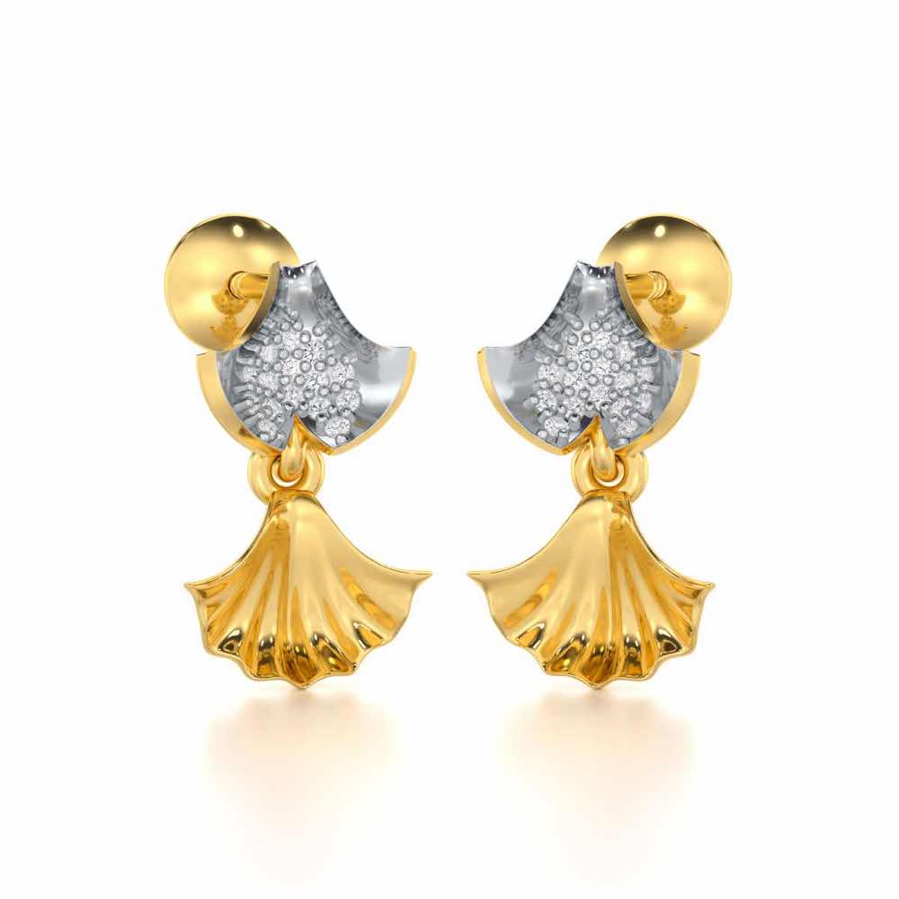 Whispering Leaves Silver Earrings - Yellow Gold - Image 2