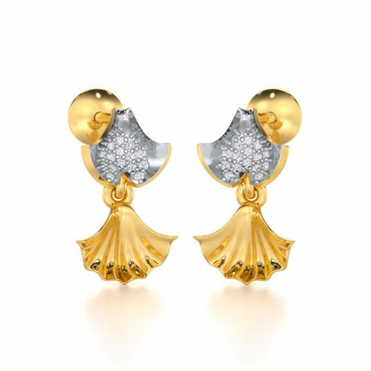 Whispering Leaves Silver Earrings - Yellow Gold - Image 2