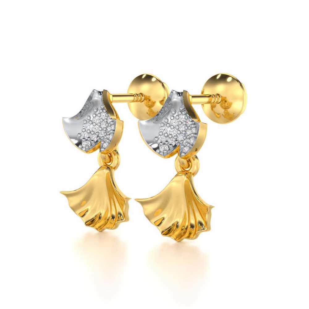 Whispering Leaves Silver Earrings - Yellow Gold - Image 3