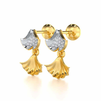 Whispering Leaves Silver Earrings - Yellow Gold - Image 3
