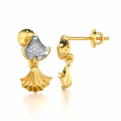 Whispering Leaves Silver Earrings - Yellow Gold - Image 4