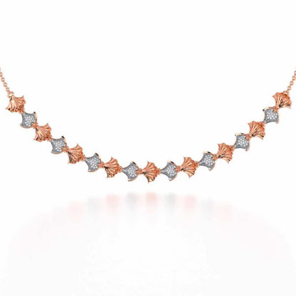 Whispering Leaves Silver Necklace - Rose Gold - Image 1