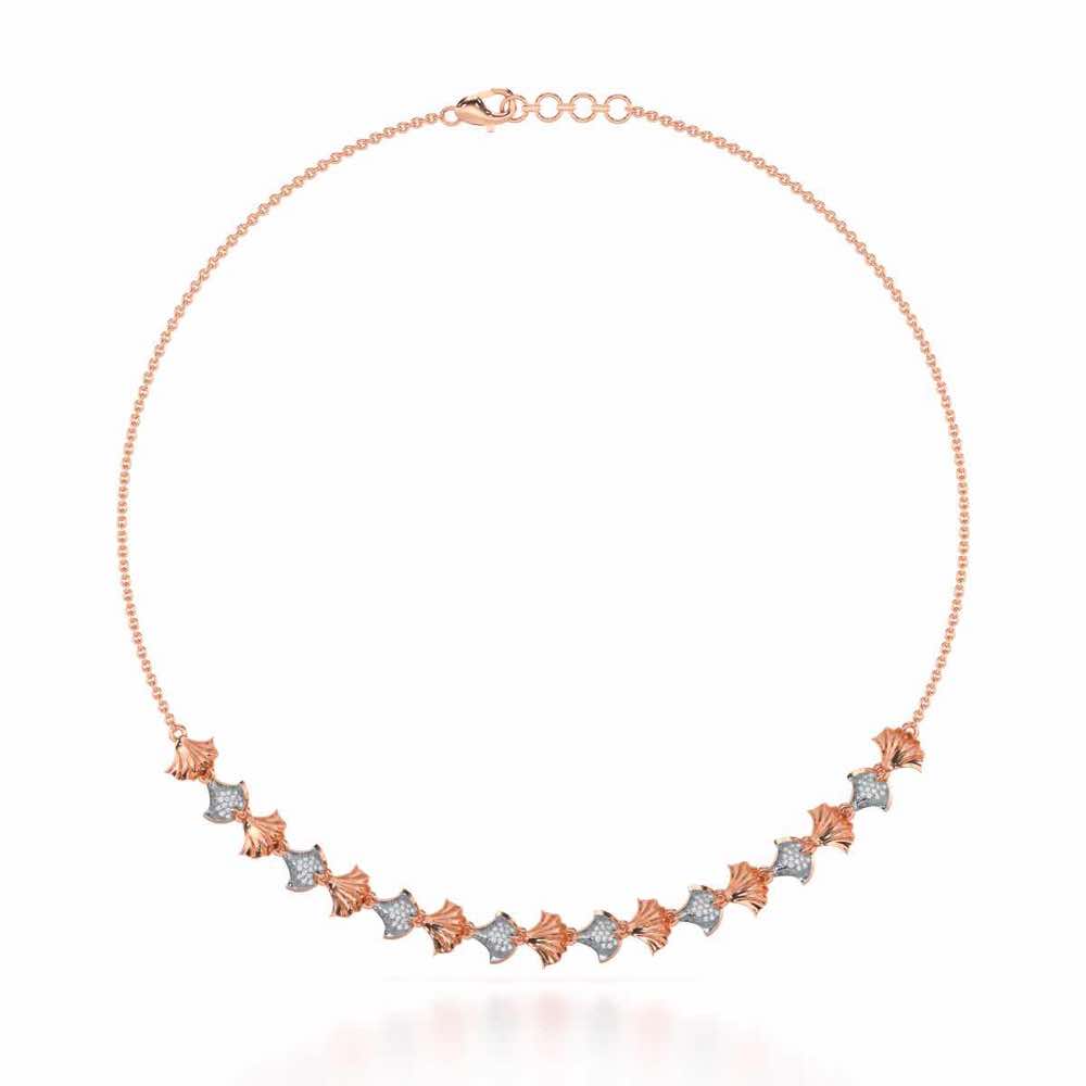 Whispering Leaves Silver Necklace - Rose Gold - Image 2