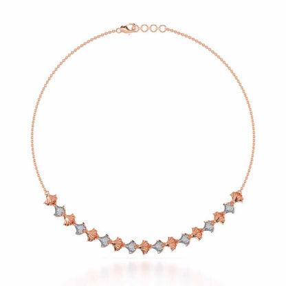 Whispering Leaves Silver Necklace - Rose Gold - Image 2