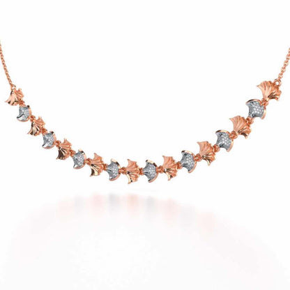 Whispering Leaves Silver Necklace - Rose Gold - Image 3