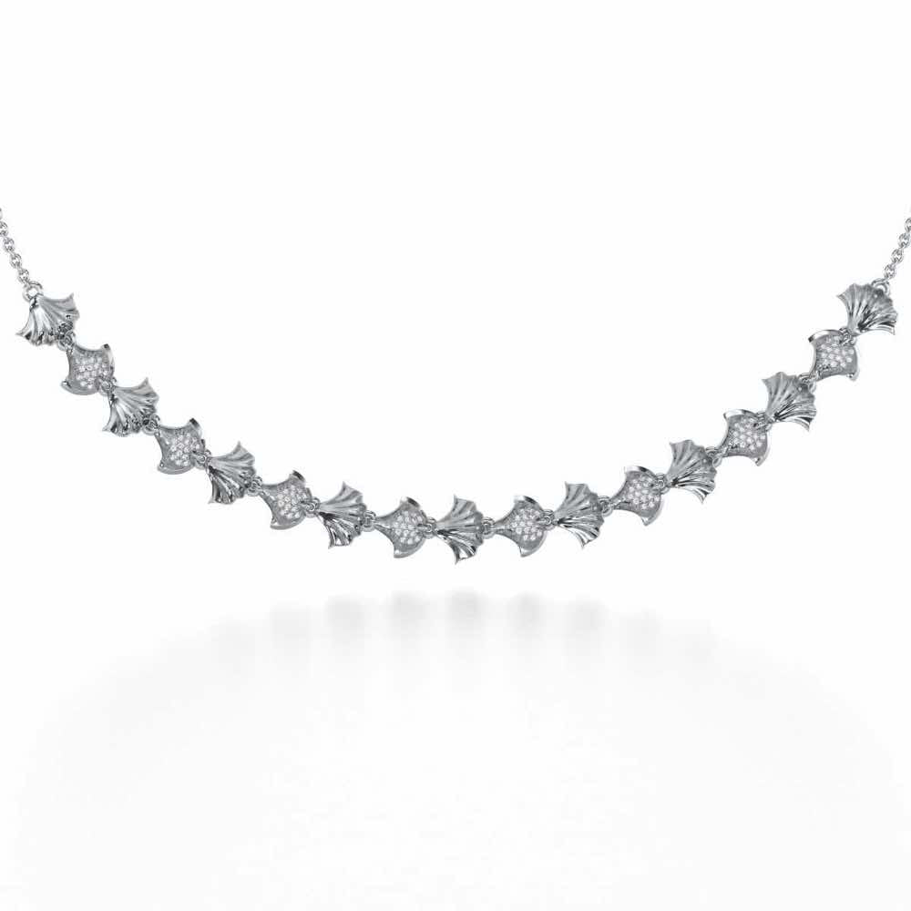 Whispering Leaves Silver Necklace - White Gold - Image 1