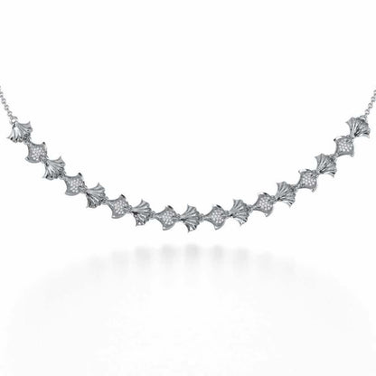 Whispering Leaves Silver Necklace - White Gold - Image 1