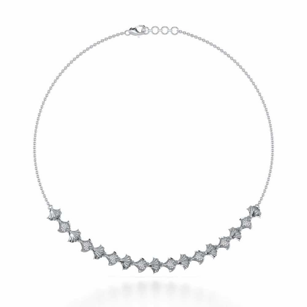 Whispering Leaves Silver Necklace - White Gold - Image 2