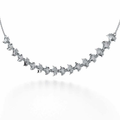 Whispering Leaves Silver Necklace - White Gold - Image 3