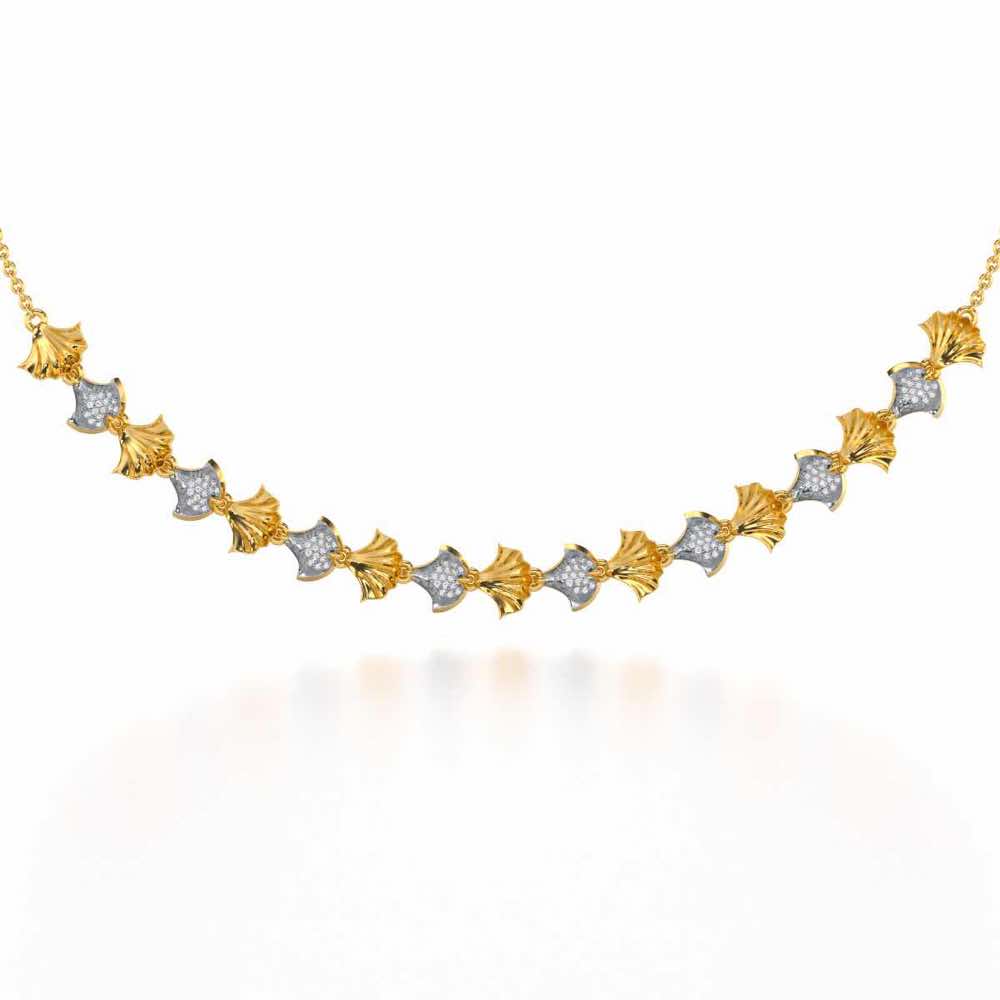 Whispering Leaves Silver Necklace - Yellow Gold - Image 1