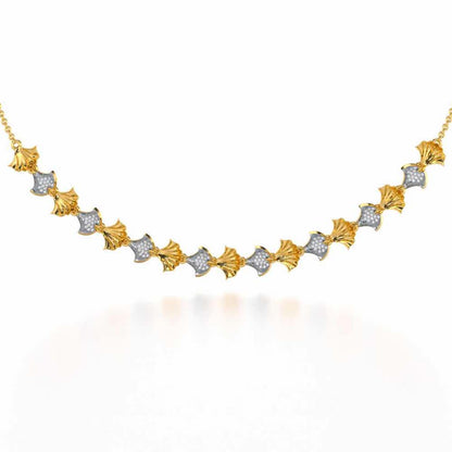 Whispering Leaves Silver Necklace - Yellow Gold - Image 1
