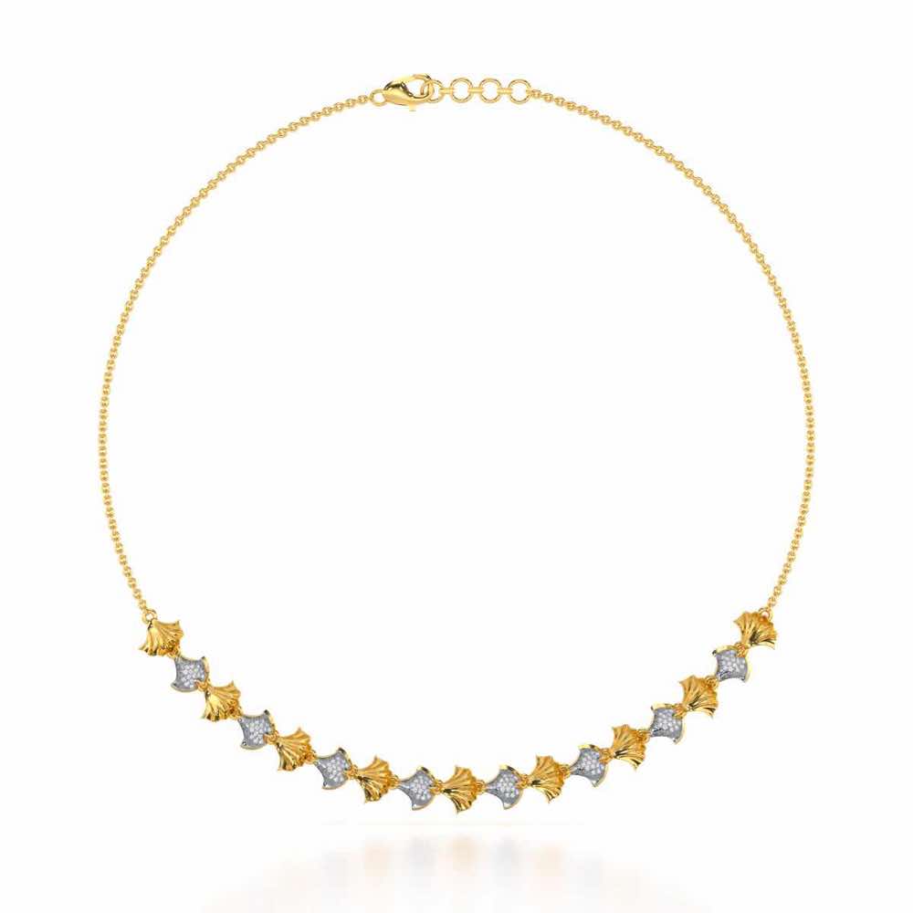 Whispering Leaves Silver Necklace - Yellow Gold - Image 2
