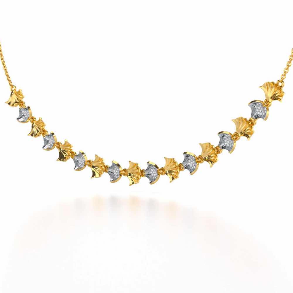Whispering Leaves Silver Necklace - Yellow Gold - Image 3