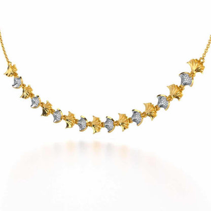 Whispering Leaves Silver Necklace - Yellow Gold - Image 3