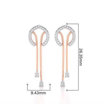 Whispering Whimsy Silver Drop Earrings - Rose Gold - Image 2