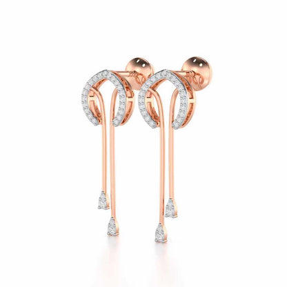 Whispering Whimsy Silver Drop Earrings - Rose Gold - Image 3