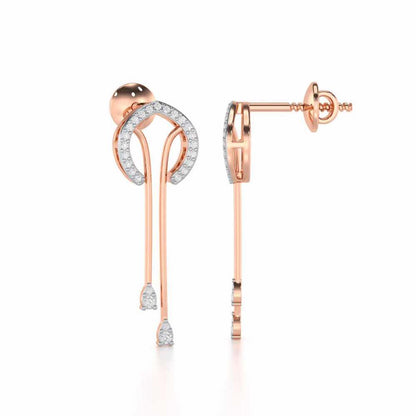 Whispering Whimsy Silver Drop Earrings - Rose Gold - Image 4