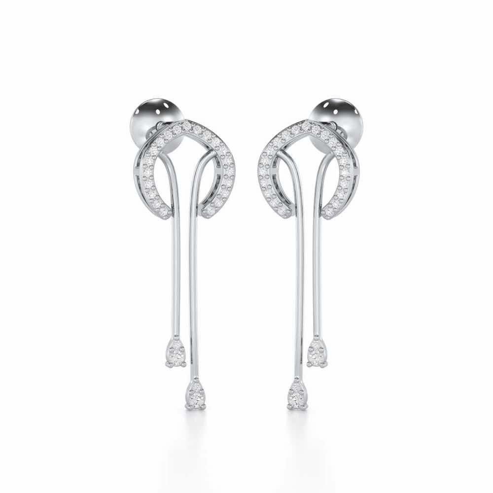 Whispering Whimsy Silver Drop Earrings - White Gold - Image 1
