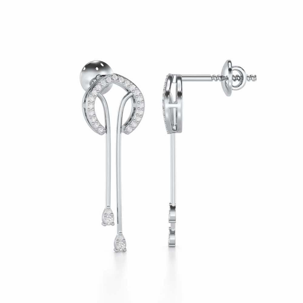 Whispering Whimsy Silver Drop Earrings - White Gold - Image 4