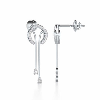 Whispering Whimsy Silver Drop Earrings - White Gold - Image 4