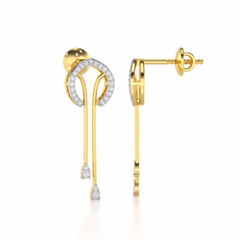 Whispering Whimsy Silver Drop Earrings - Yellow Gold - Image 4