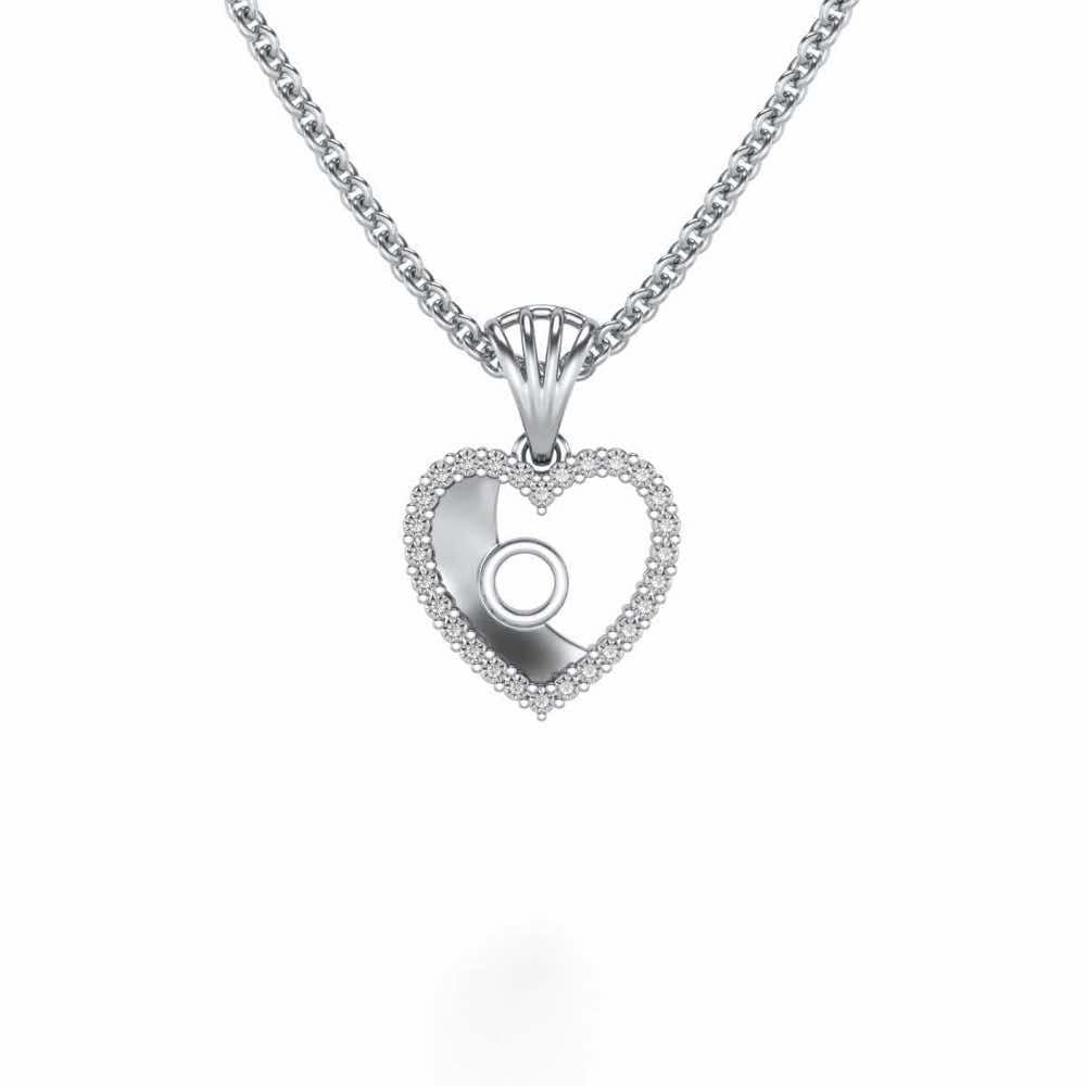 Whole Heart Silver Pendant - White Gold - Image 1