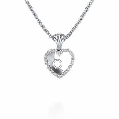 Whole Heart Silver Pendant - White Gold - Image 1