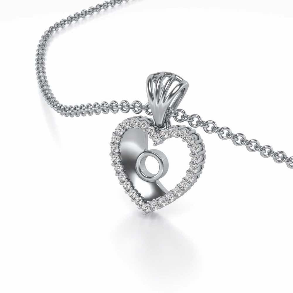 Whole Heart Silver Pendant - White Gold - Image 2