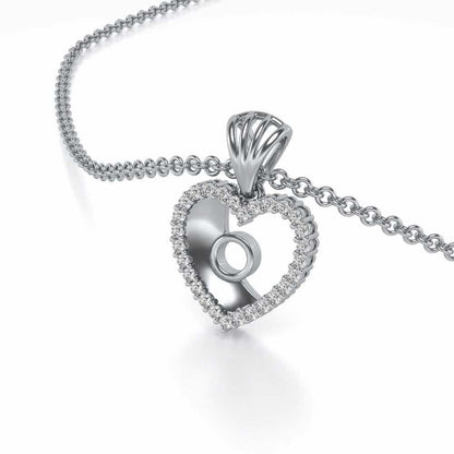 Whole Heart Silver Pendant - White Gold - Image 2