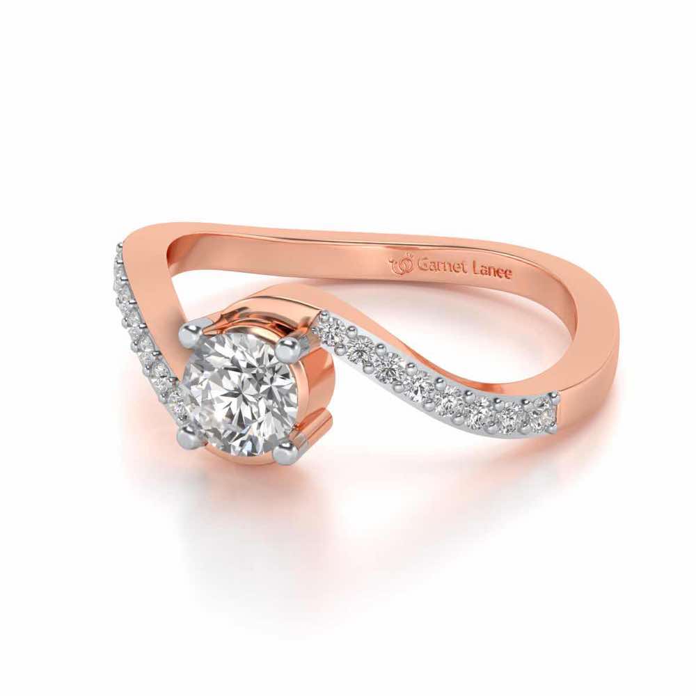 Widish Solitaire Silver Ring - Rose Gold - Image 2