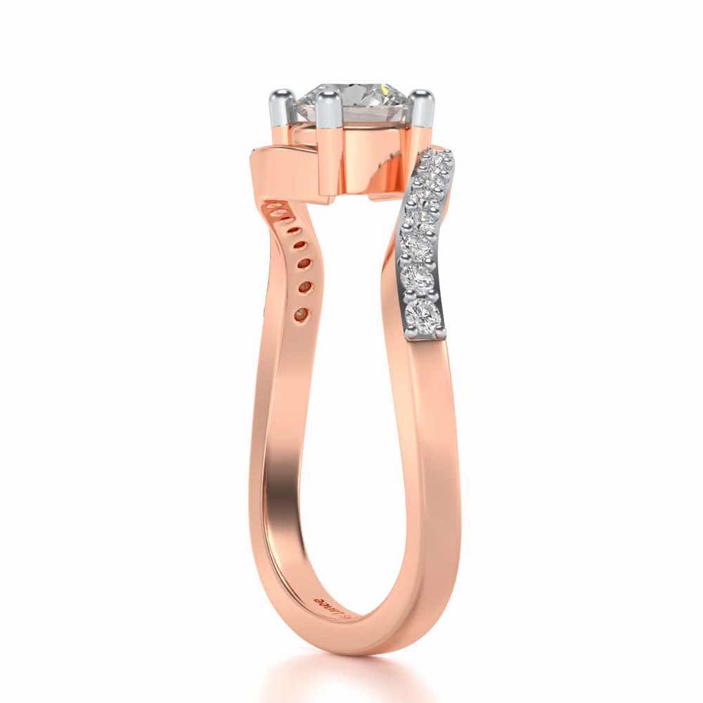 Widish Solitaire Silver Ring - Rose Gold - Image 3