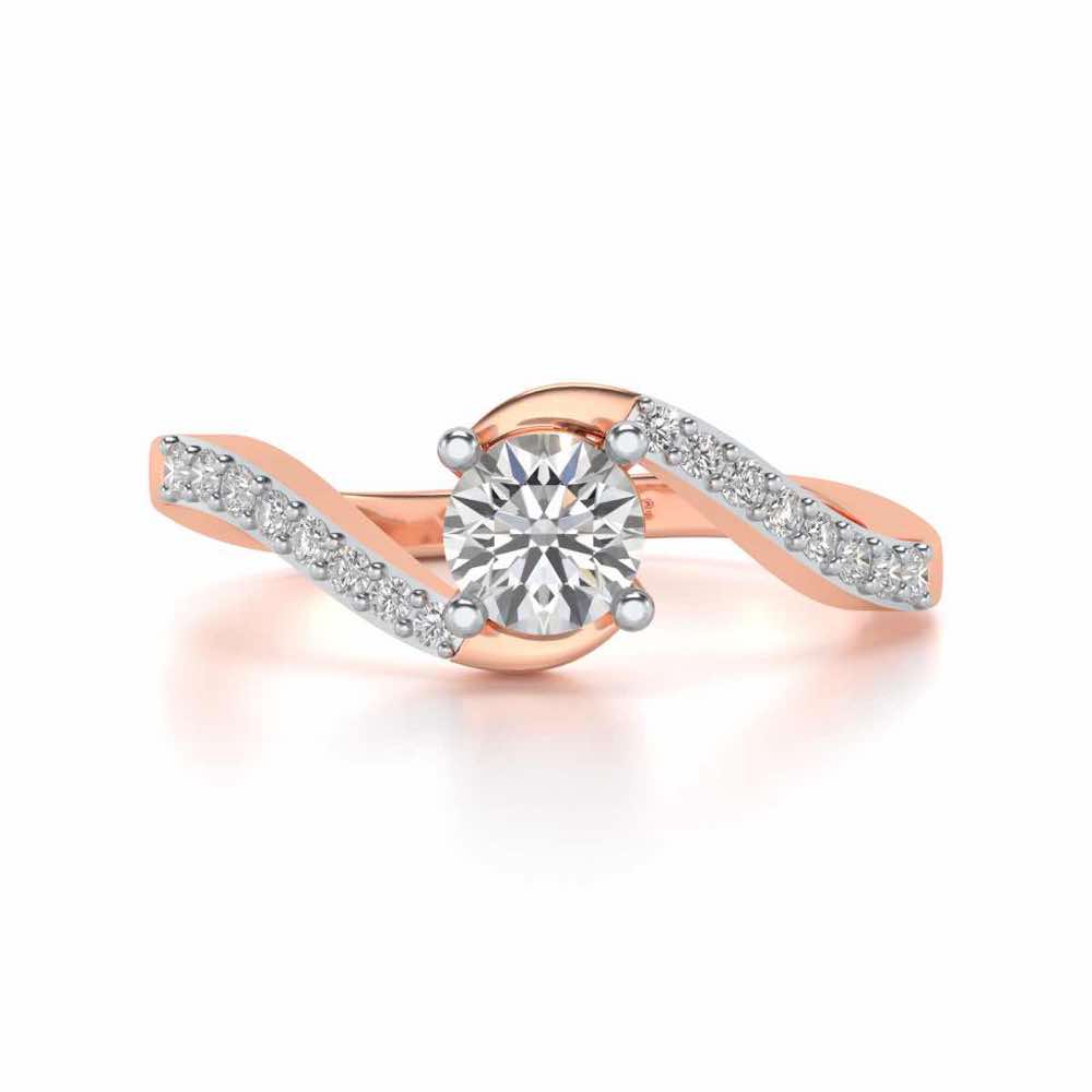 Widish Solitaire Silver Ring - Rose Gold - Image 4