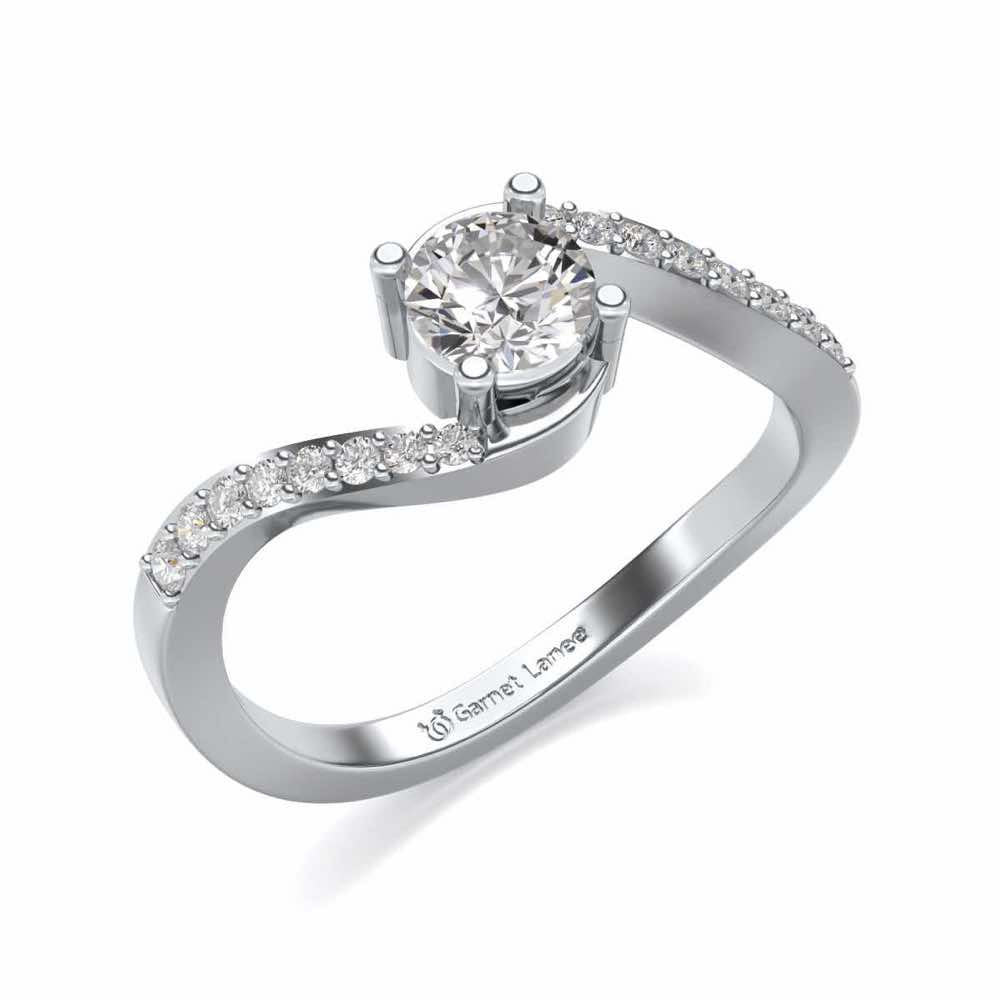 Widish Solitaire Silver Ring - White Gold - Image 1