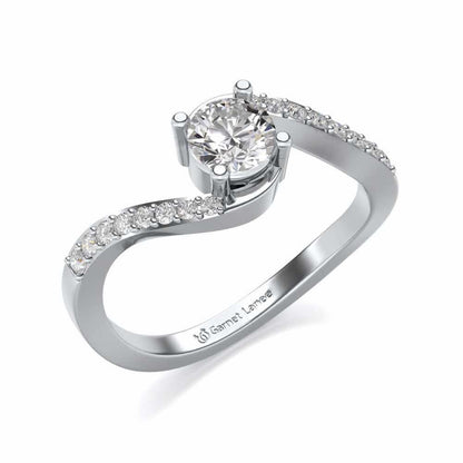 Widish Solitaire Silver Ring - White Gold - Image 1